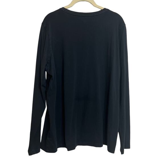 Lands End Womens Long Sleeve T-Shirt XL Black 100% Cotton Knit Top - Picture 3 of 6